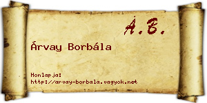 Árvay Borbála névjegykártya