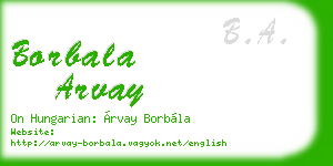borbala arvay business card