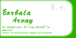 borbala arvay business card